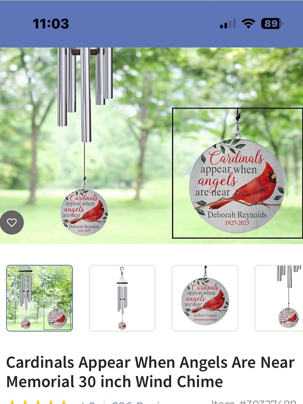 Cardinals Appear When Angels Are Near Memorial Wind Chime - Red Cardinal Accent